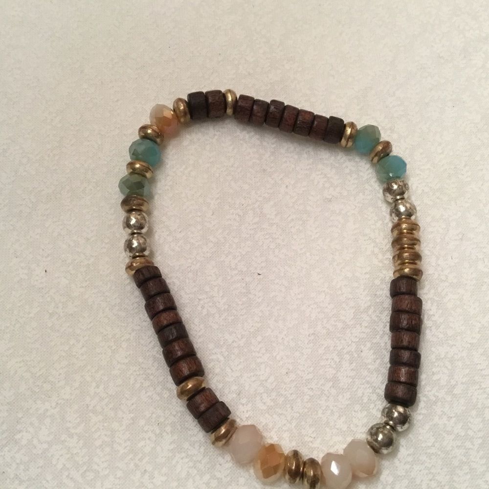 Wood, Acrylic Beads with Spacers Bracelet